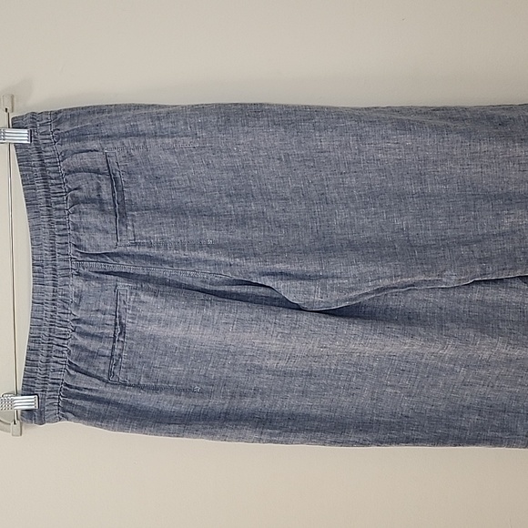 ATHLETA 99% LINEN Chambray Blue RETREAT Slit WIDE LEG Pants Sz 6 - Picture 11 of 16